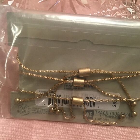 NWT Treasure Bond (Nordstrom) Set of 3 Adjustable Goldtone Bracelets - Picture 3 of 8